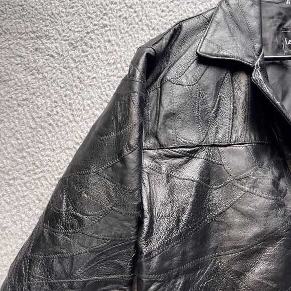 Leather Works Leather Jacket Mens Medium Black Button Front - Picture 7 of 16